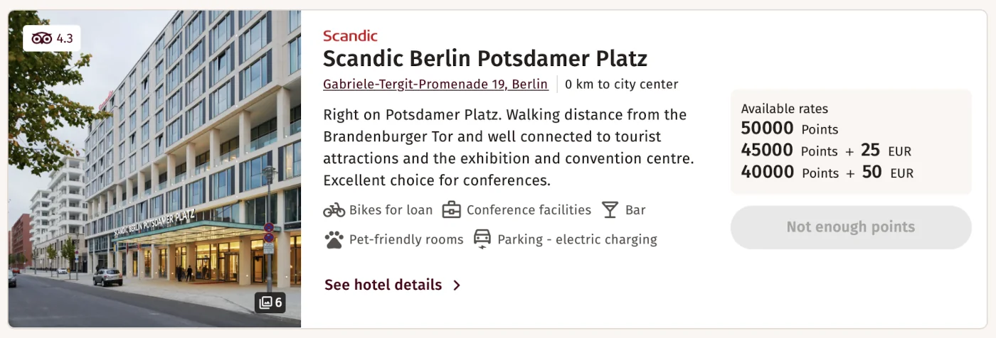 Scandic Friends Punkte einlösen Berlin Potsdamer Platz