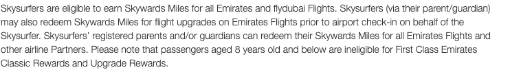 Emirates Skywards schließt Prämienflüge für Kinder in First Class