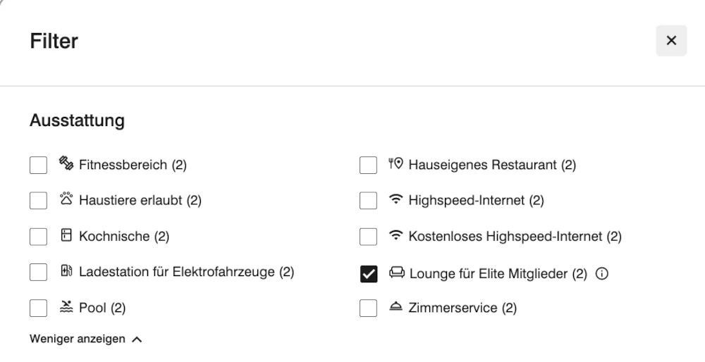 Marriott Bonvoy Hotels Lounge Filter