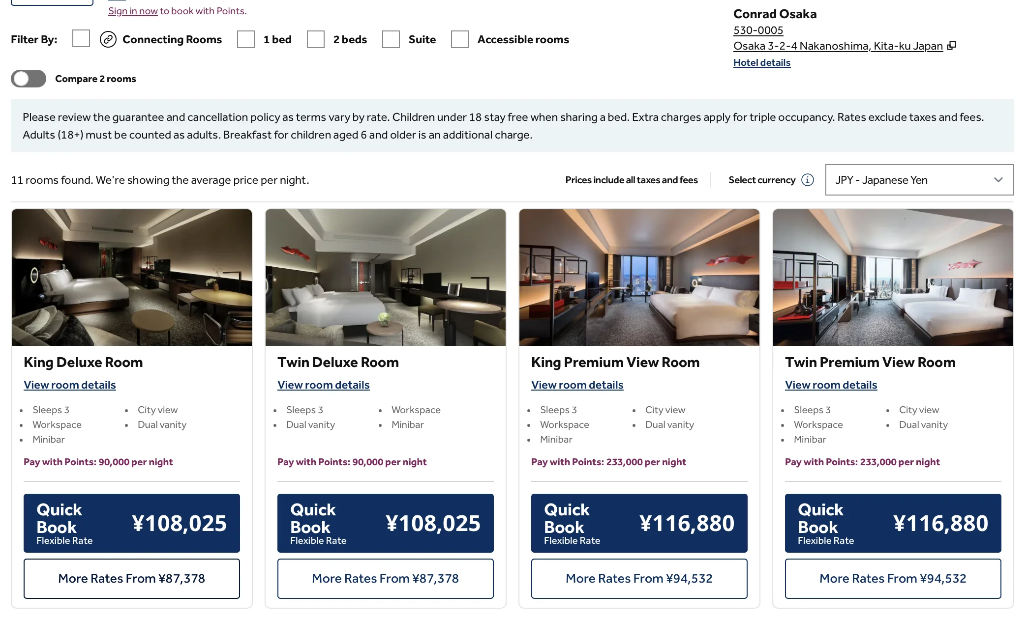 niedrigere Prämienpreise Hilton Honors Conrad Osaka