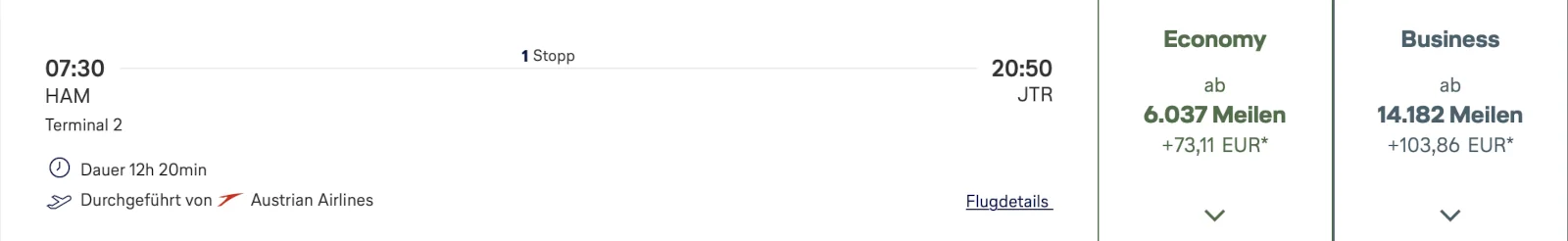 Economy Class Prämienflüge Miles & More Europa