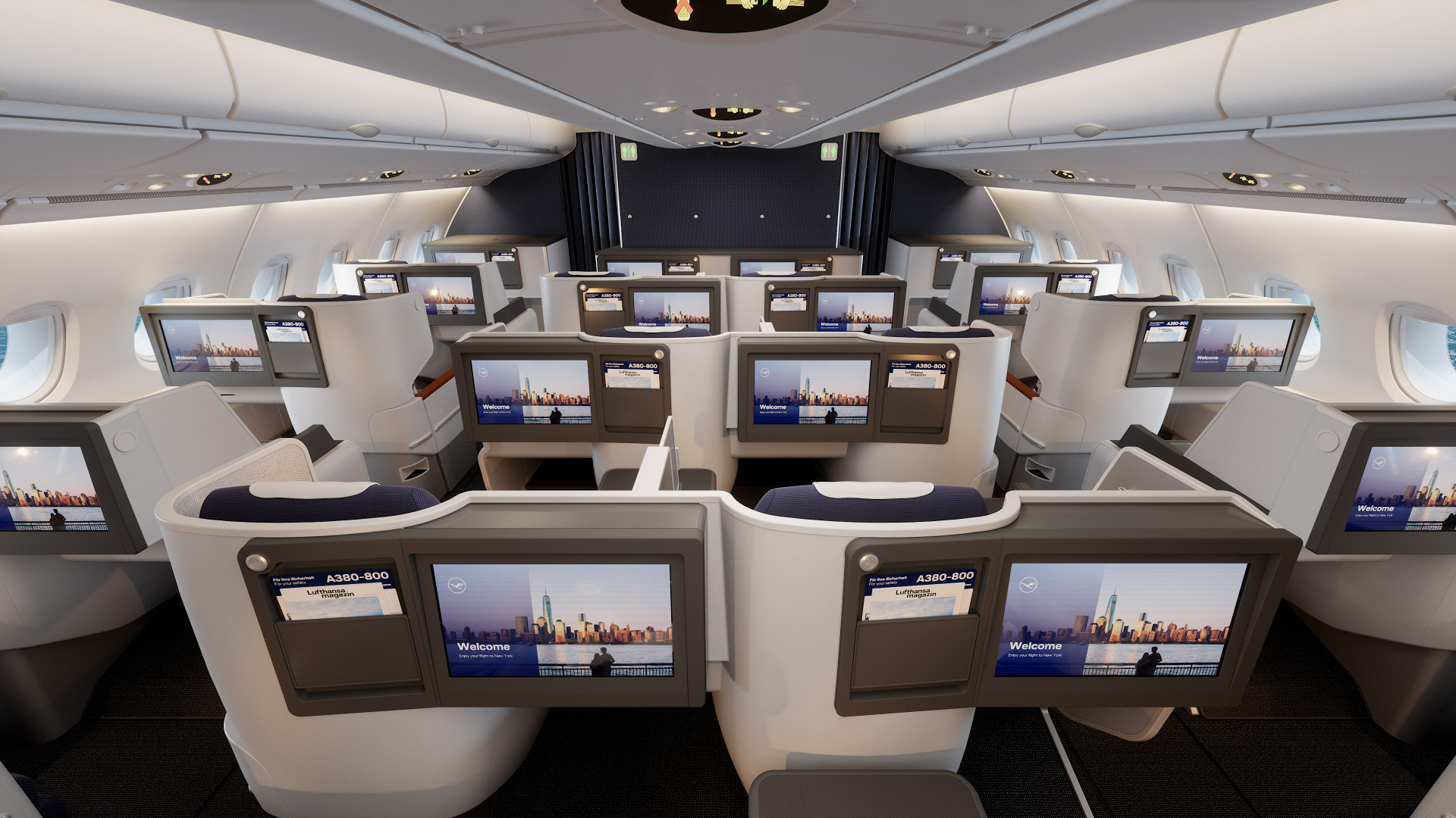 Lufthansa Airbus A380 neue Business Class Inflight-Entertainment