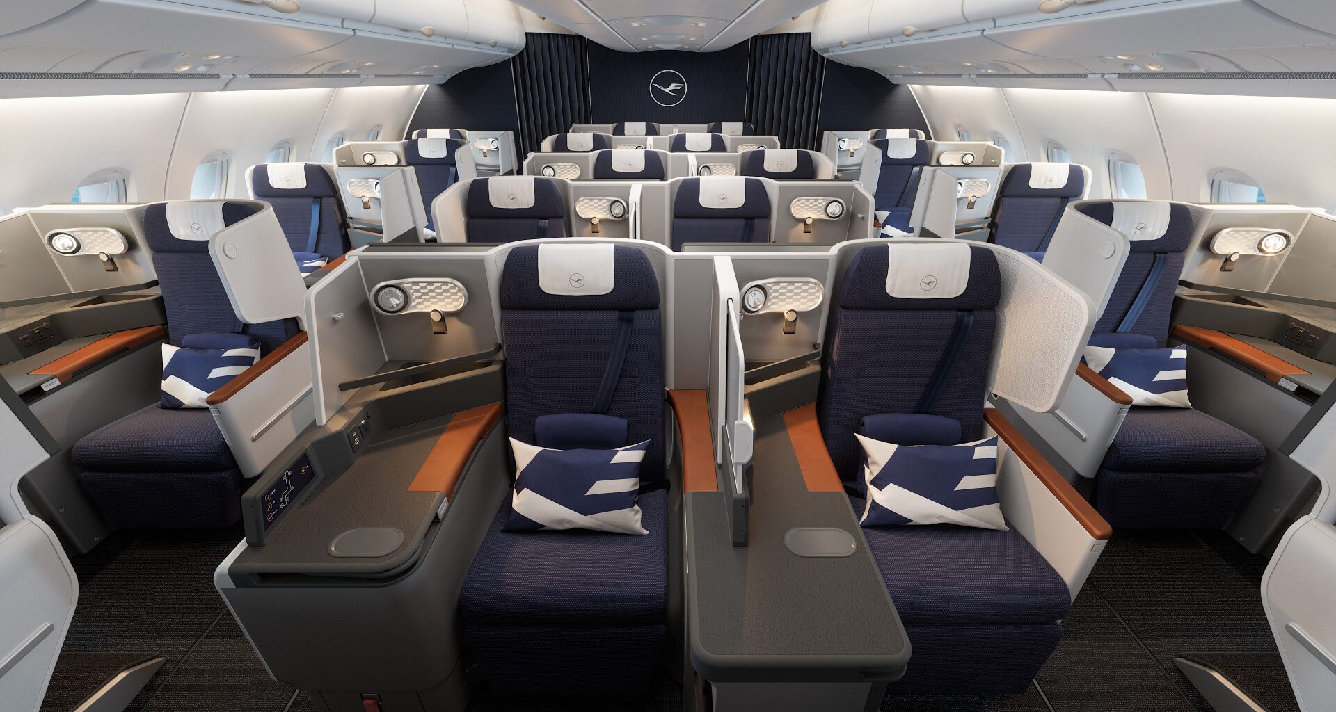 Lufthansa Airbus A380 neue Business Class Mittelsitze