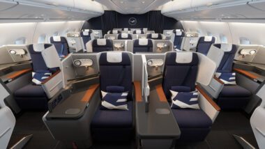 Lufthansa Airbus A380 neue Business Class Mittelsitze