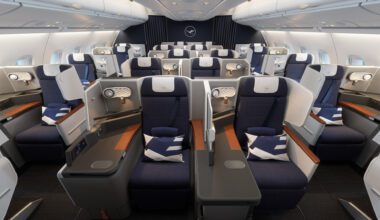 Lufthansa Airbus A380 neue Business Class Mittelsitze
