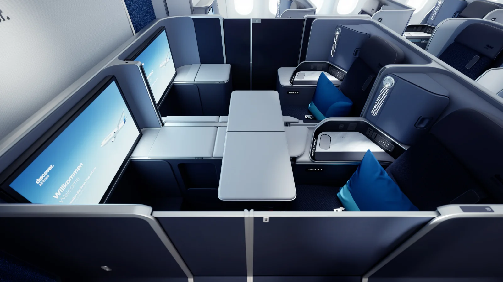 Neue Business Class Suite Ocean Blue von Discover Airlines im Airbus A330