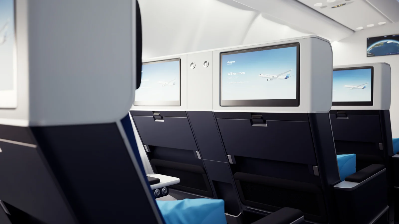 Neue Premium Economy Kabine Ocean Blue von Discover Airlines im Airbus A330