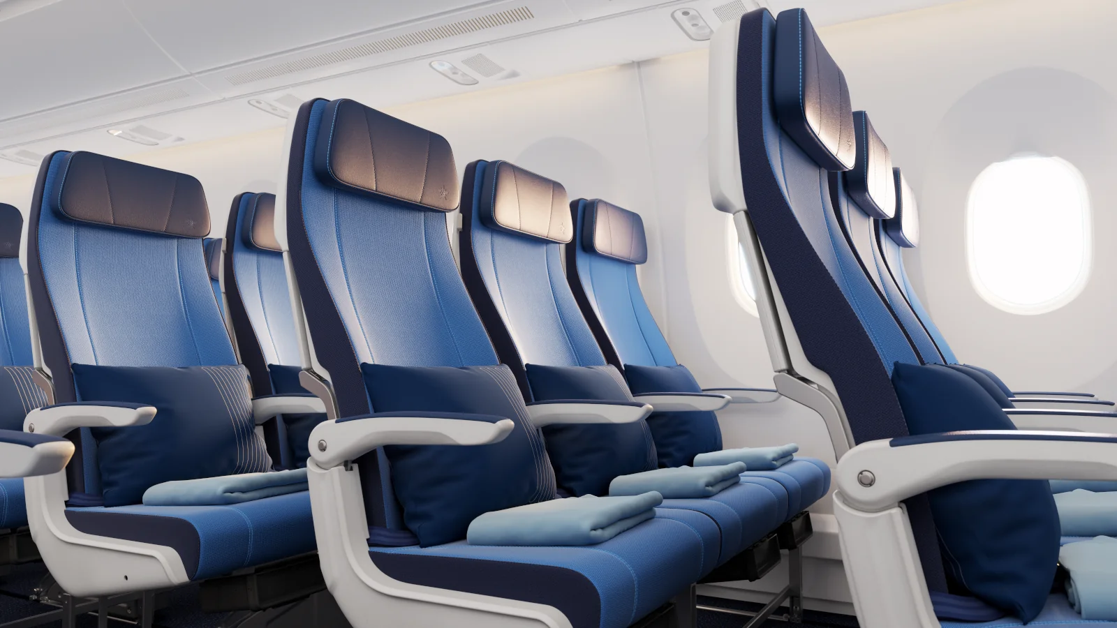Economy Class in der neuen A350 Kabine von Edelweiss