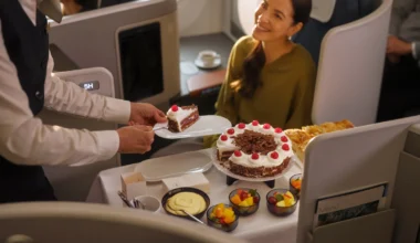 neuer Kuchenservice der Lufthansa Business Class im Rahmen des neuen FOX Service-Updates