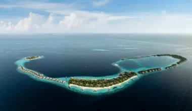 Waldorf Astoria Maldives Ithaafushi aus der Luft, Traumziel für Hilton Punkte kaufen und einlösen